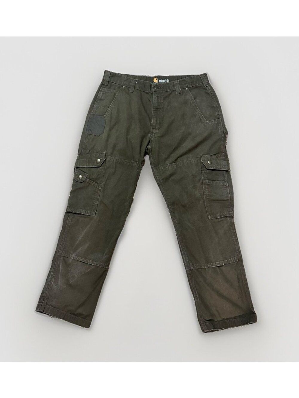 Carhatt Pants Men's 36x30 Green/Brown Double Knee Ripstop Cargo Vintage Workwear